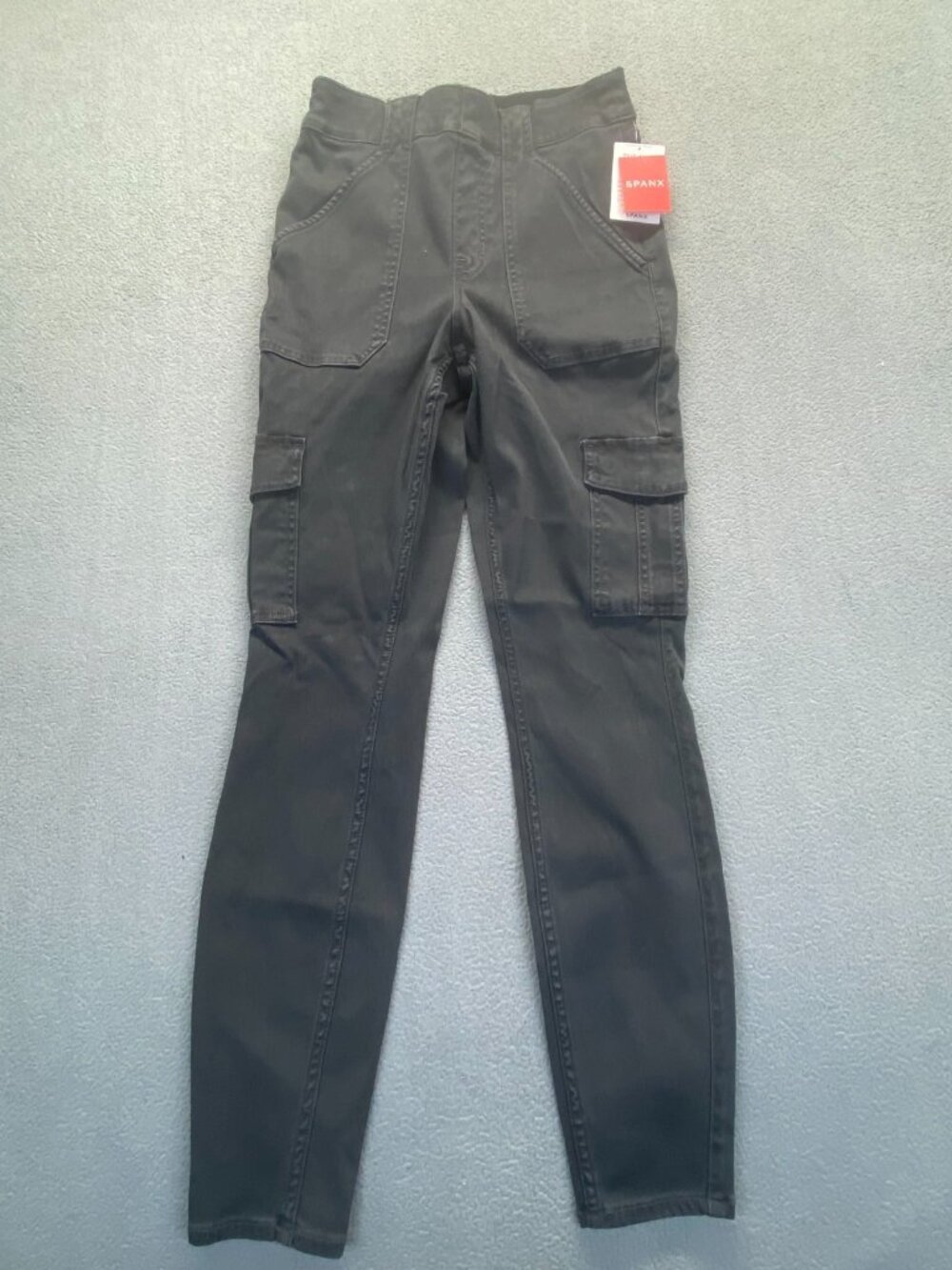 Spanx Stretch Twill Cargo Pants Women’s Sz M Washed Black Pull On,New
